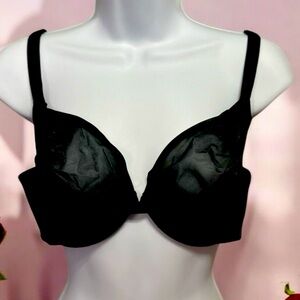 Savage X Fenty by Rihanna Low-Plunge Unlined Glissenette Bra 38DD Black Caviar